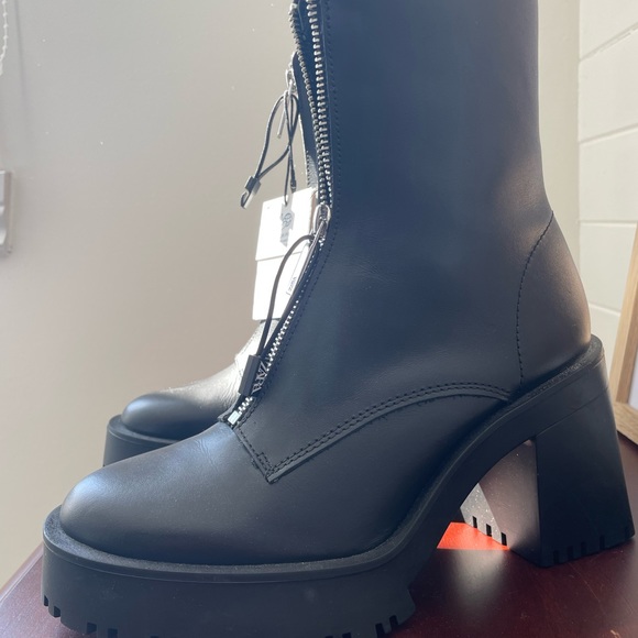 Zara black faux leather booties for sale - Picture 2 of 3